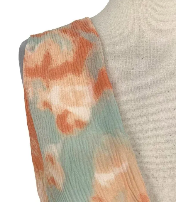 Fanco Tie Dye V-Neck Mini A-Line Dress Mint Orange Size Large NWT - Image 3