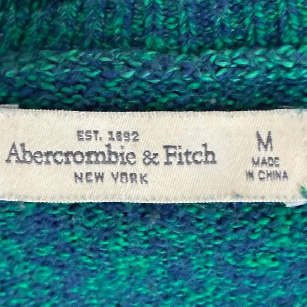 Abercrombie & Fitch Marled Knit Scoop Neck Sweater Teal Green Preppy Logo Size M - Image 6