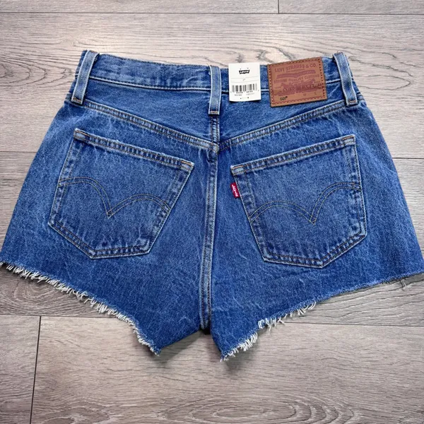 Levi's‎ Premium 501 Original High Rise Distressed Denim Shorts Medium Wash Sz 27 - Image 6