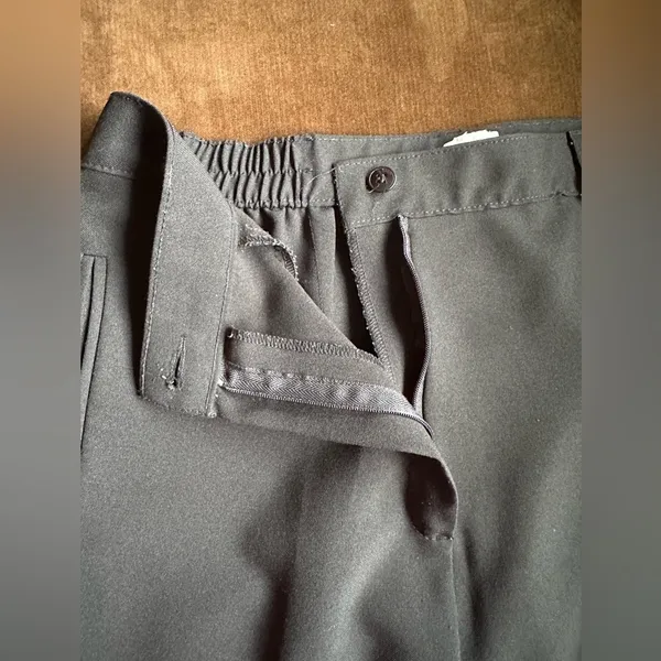 Alia Black Vintage Straight Leg Elastic Waist Pleated Front & Back Trousers Sz12 - Image 5
