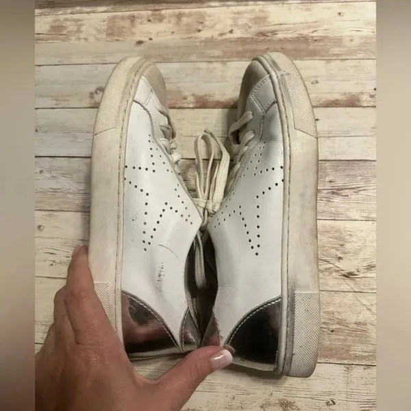 Steve Madden Steven Sneakers Women’s Size 7.5 White Leather Silver - Image 9