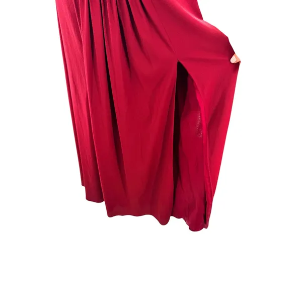 Sachin & Babi Burgundy Lamb Leather Silk‎ Strapless Pleated Maxi Dress Size 4 - Image 5