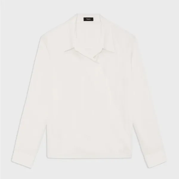 Theory Wrap-Front 100% Silk Long-Sleeve Blouse: Size Medium - Image 2