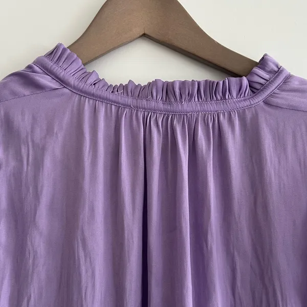 Current Air Ruffle Blouse Purple Lilac Size M - Image 9