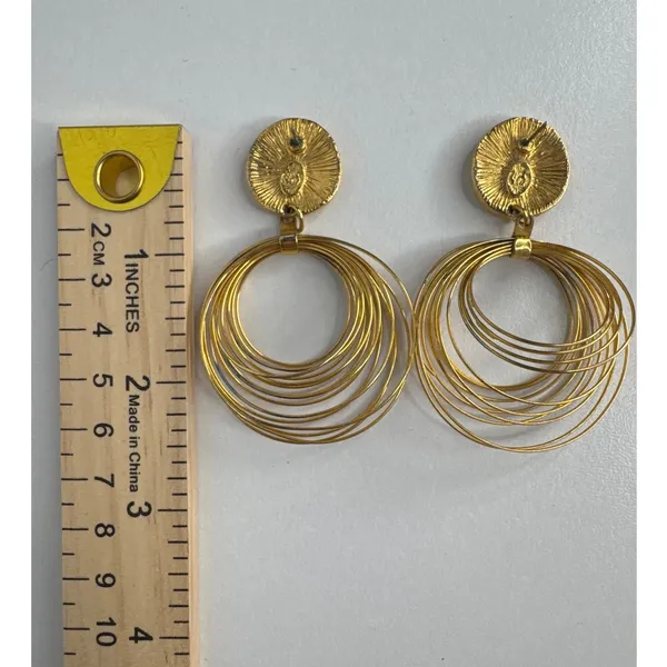 Vintage 1980s–1990s Couture Gold Tone Wire Chandelier Statement Earrings - Image 10