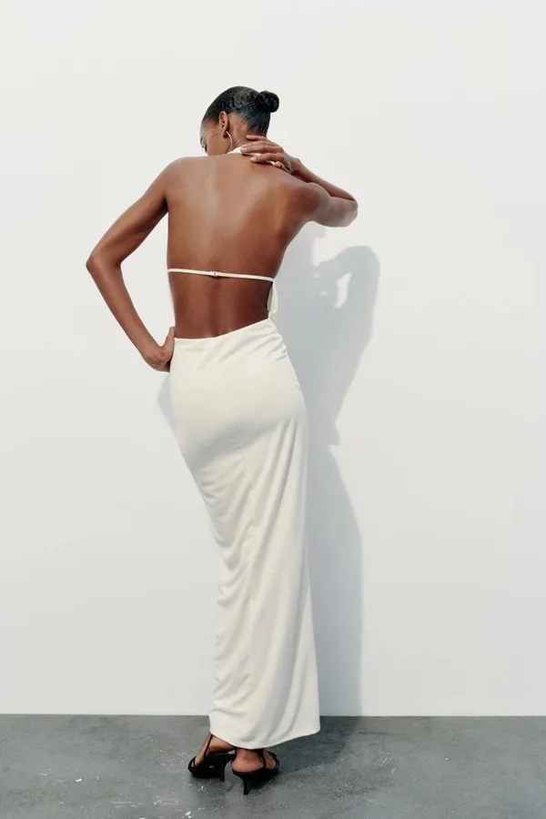 Zara maxi dress gown bodycon halter plunge neck party formal wedding evening - Image 17
