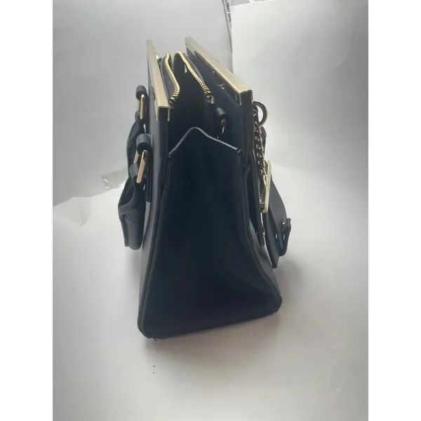 Dune London Navy Blue Structured Satchel Handbag Gold Hardware Women's Purse - Image 4