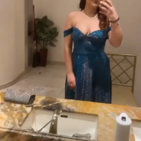 Sparkling Blue Gown Size 6 - Image 4