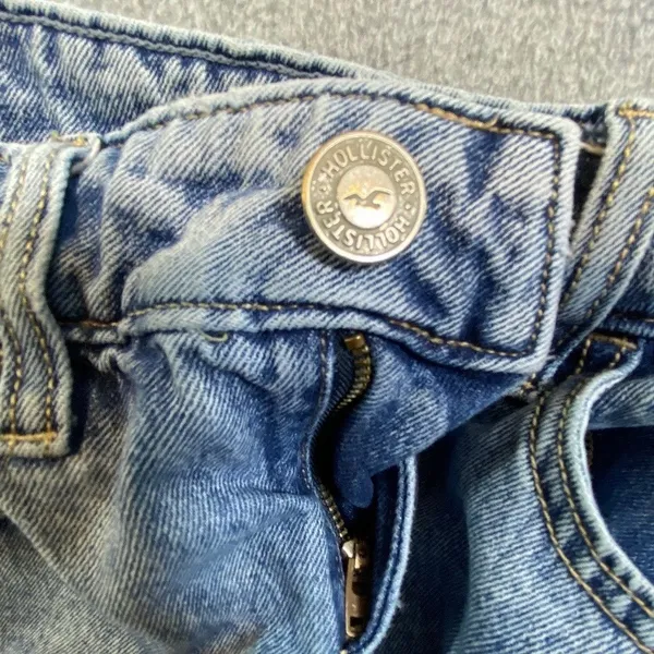 Hollister Low-Rise Baggy Jeans Women 000R W23 Blue Acid Wash Denim Y2K 90s EUC - Image 10