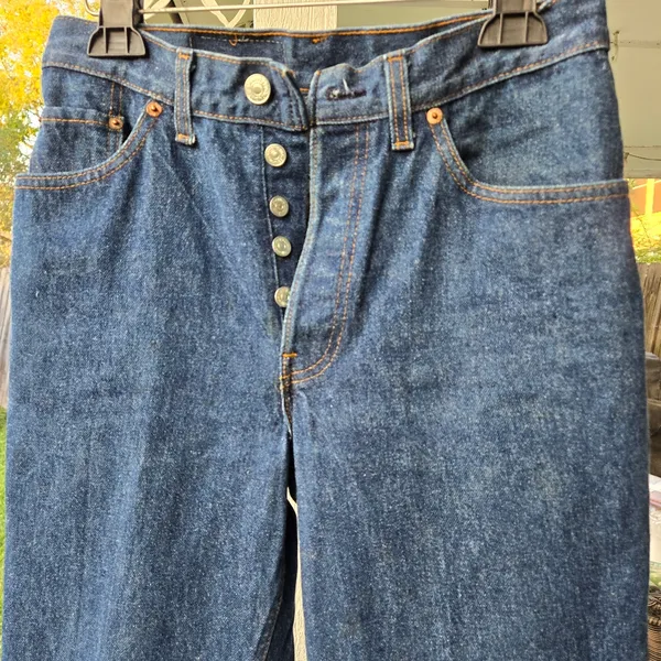 Vintage Levi’s dark wash button fly jeans size 11 26x30 Made In USA - Image 4