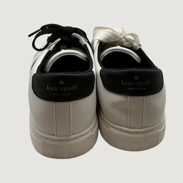Kate Spade New York Fez White Black Leather Spade Logo Sneakers Womens 9B - Image 8
