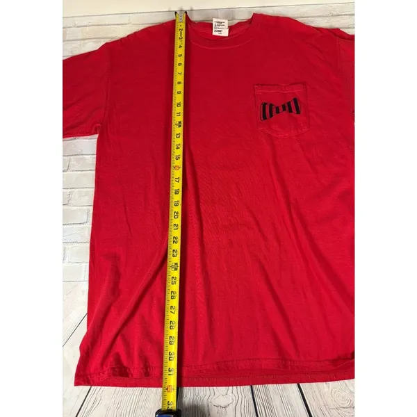 Comfort Colors‎ Pocket T-Shirt Womens Large Red Georgia Saturdays Graphic Tee - Image 3