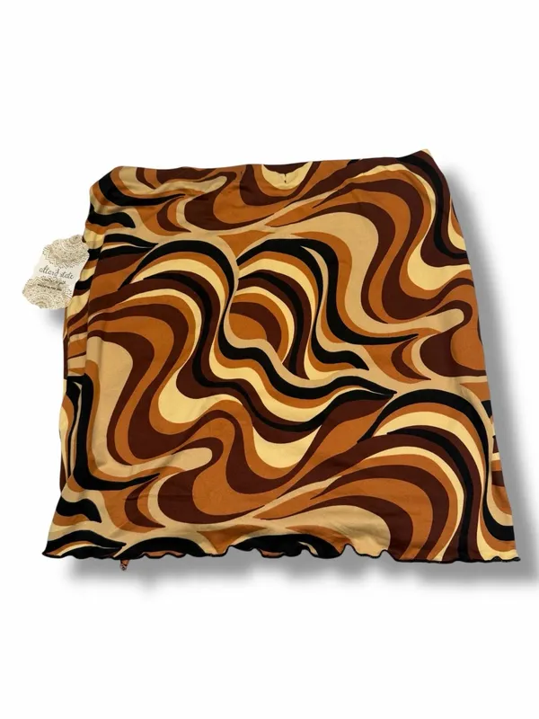 Altar'd State‎ Brown Retro Psychedelic Swirl Ruched Mini Skirt - Image 2