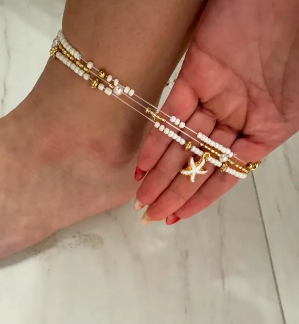 Handmade 3 pcs anklet beads for summer- vacation jewelry - Image 3
