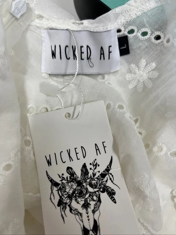 New with Tags Wicked AF side cut out white eyelet lace dress size L - Image 2