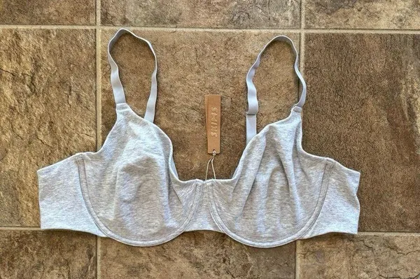 Skims Cotton Jersey T-shirt Bra Light Heather Grey Size 44D - Image 2