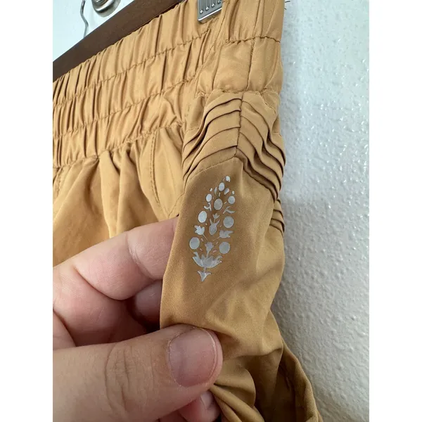 FP Movement Get Your Flirt On Shorts Tan High Waist Smocked Athletic Running XS - Image 3