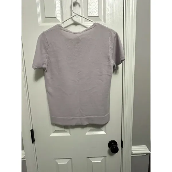 Women's Vintage Andrea Jovine Purple Short Sleeved 70% Lambwool M Sweater - Image 5