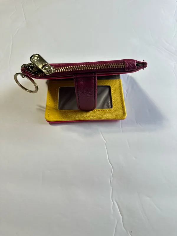 Adrienne Vittadini burgundy & pink keychain wallet - Image 5