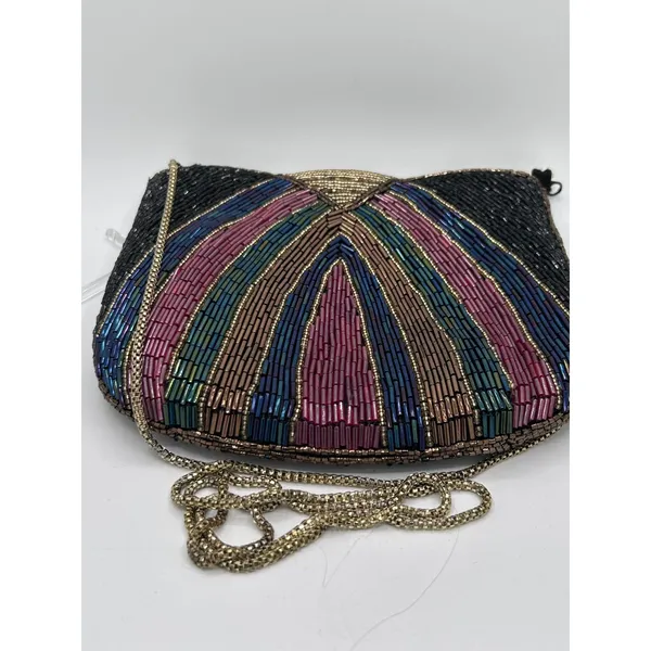 VIntage 1980s La Regale Beaded Art Deco Flapper Geometric Purse - Image 4
