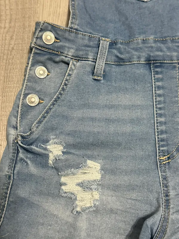 Wax Jean Denim Short Overalls - Image 3