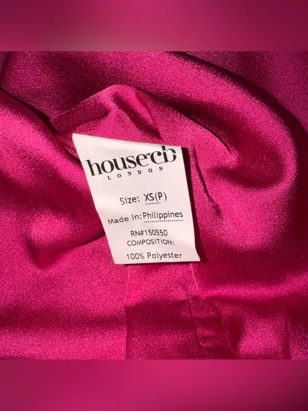 NWOT HOUSE OF CB Teia Satin Georgette Draped Corset Midi Dress Hot Pink XS - Image 9