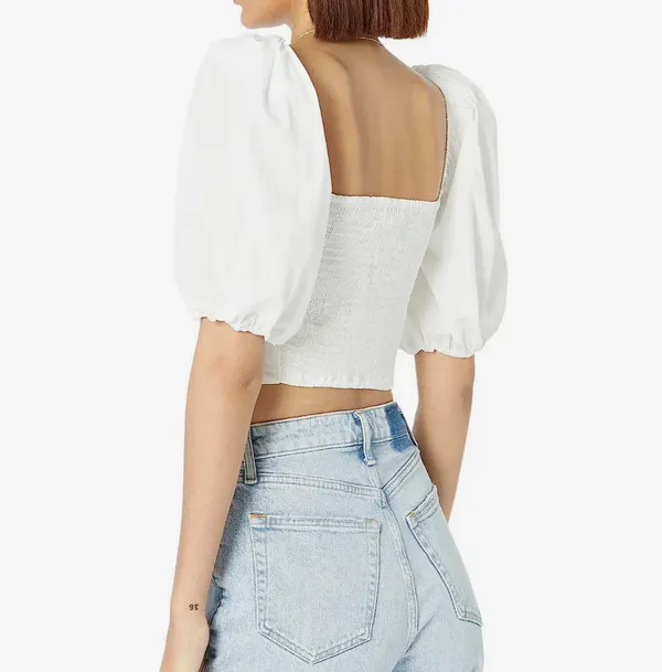 Abercrombie Puff Sleeve Crop Top - Image 2