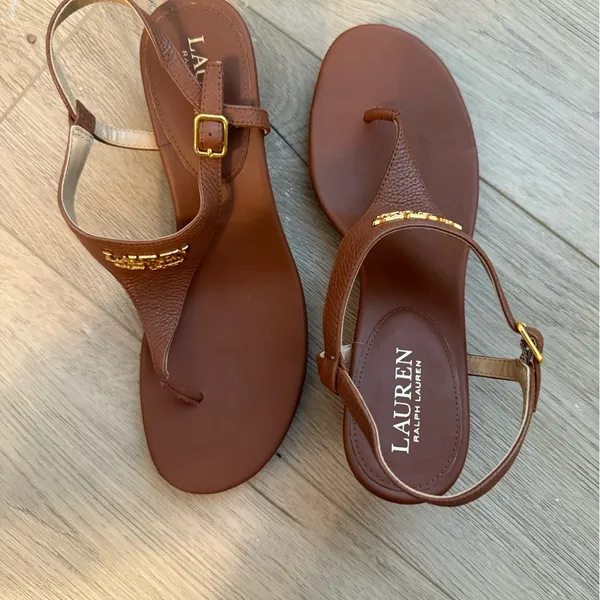 Lauren Ralph Lauren Tan Leather Sandals NWT 8.5 - Image 5
