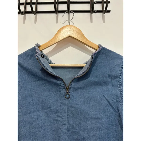 Who What Wear Denim Dress Blue Small 100% Cotton Short Sleeve Western Americana - Image 4