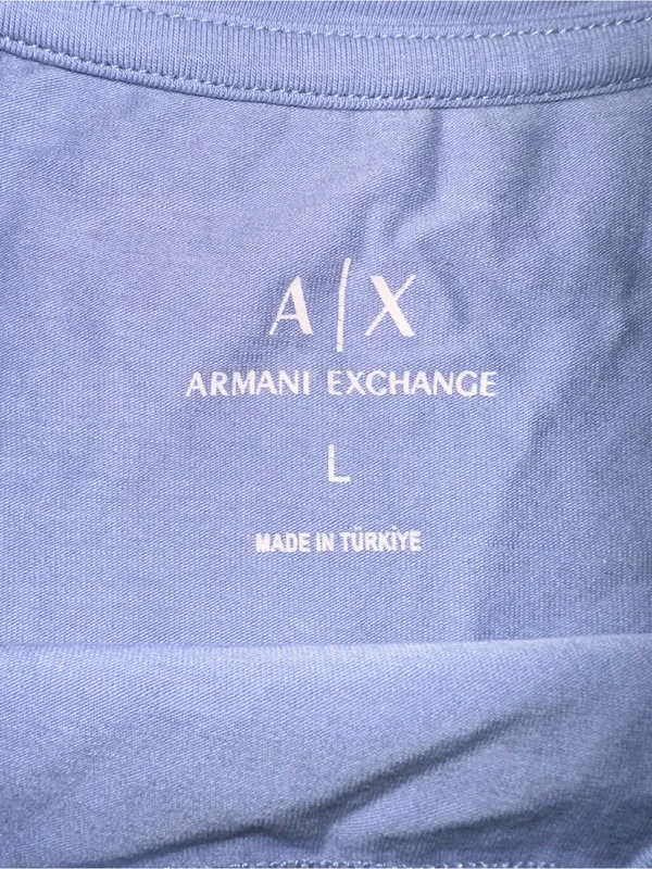 Armani Exchange Lavender Tee with Gold Accent Logo - Image 3