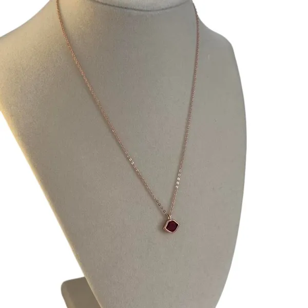 Rose Gold Red Crystal Pendant Necklace Dainty Minimalist Jewelry - Image 5