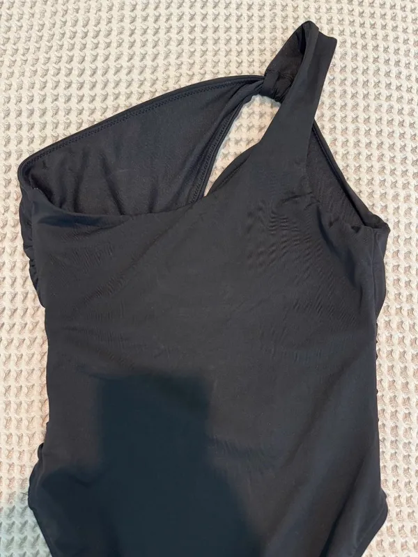 Seafolly One Shoulder Cutout One Piece Swimsuit Size 10 Black Summer Vacation - Image 12