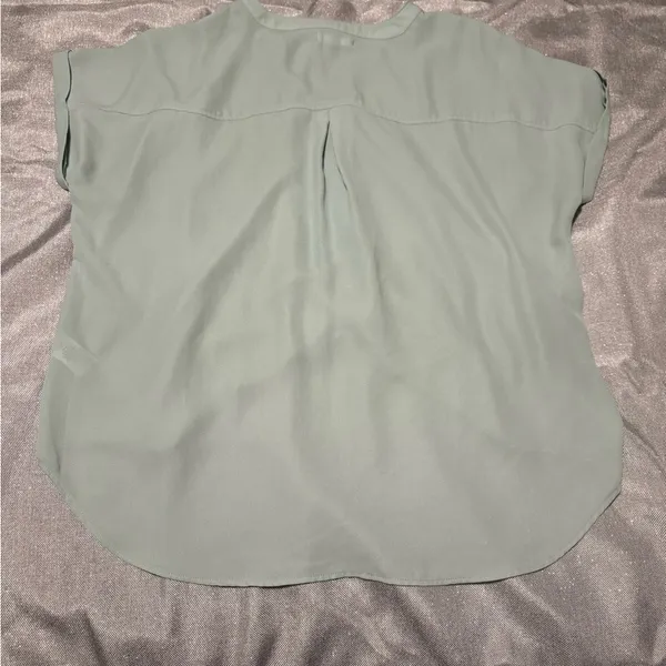 Maurices Blue Cap Sleeve Blouse with Mandarin Collar - Image 2