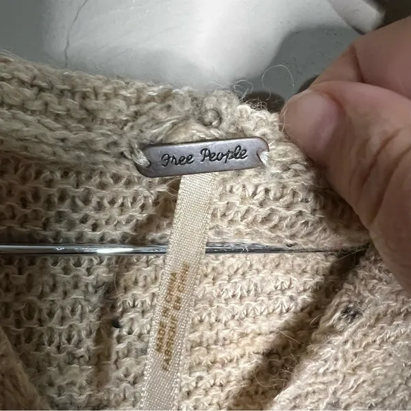 Free‎ People Aztec South Western Brown Hooded Kangaroo Pocket Wool Blend Sweater - Image 6