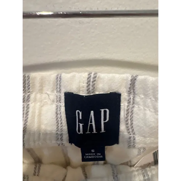 Gap Womens Small Cream Grey Striped Cotton Flannel Pajama Pants - Image 2