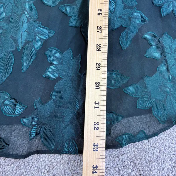 Angelique Nightgown Womens L Green Sheer Leaf Floral Chemise‎ Lingerie Coquette - Image 4
