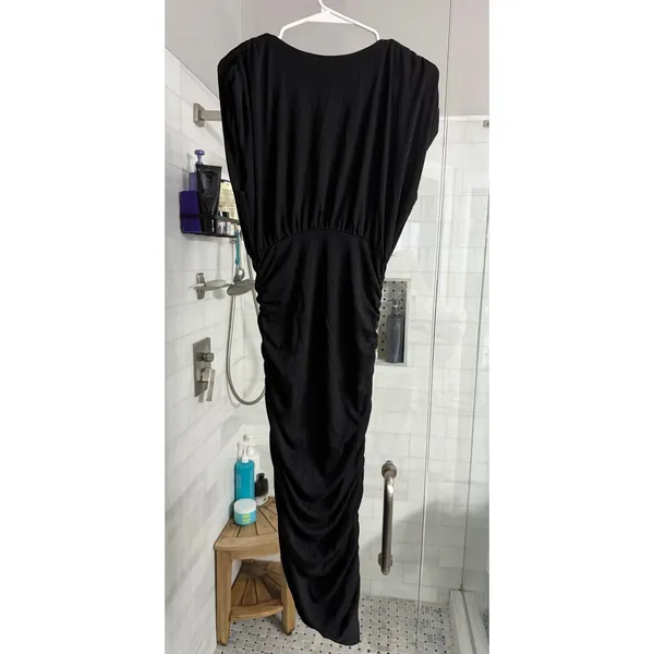New! Line & Dot Desiree Ruched Midi Dress Black Sz XS $128‎ - Image 4