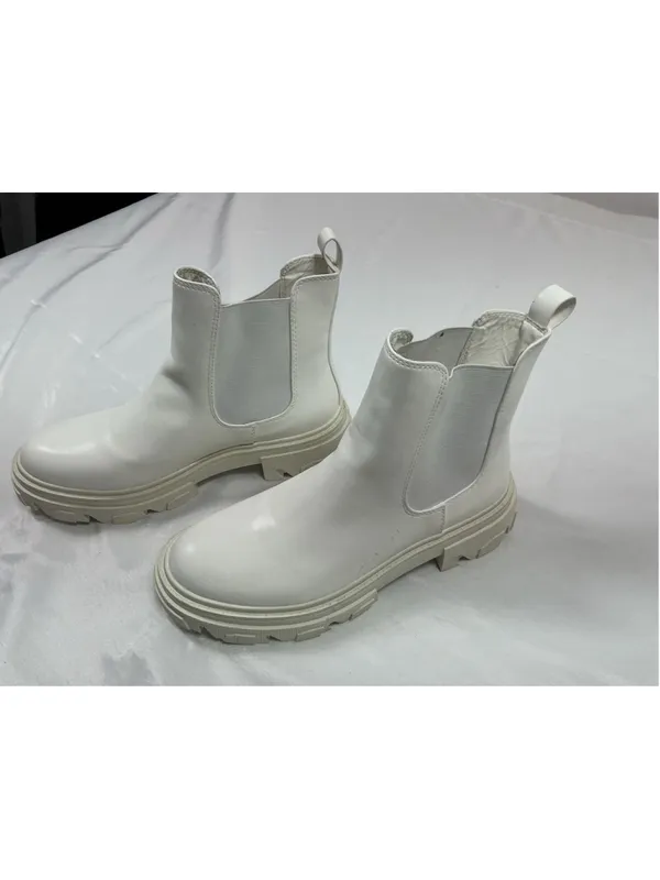 Womans Excellent Pizz Annli Chelsea Platform Ankle Boots 7.5 White Pull On - Image 2