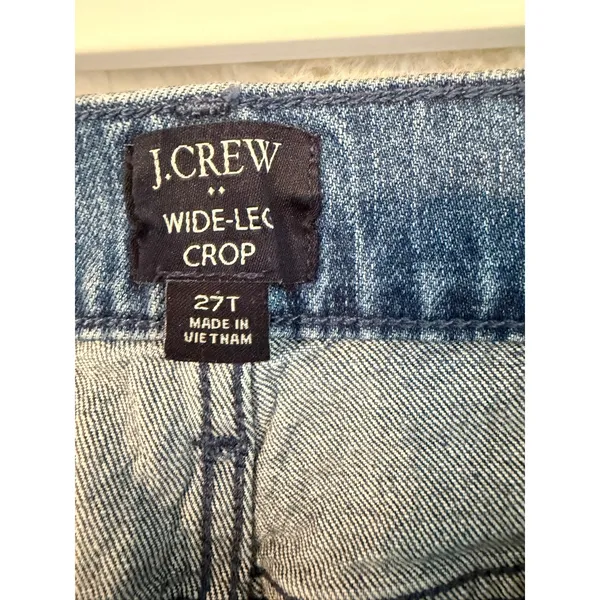 J.Crew Wide-Leg Crop Jeans Medium Wash Denim‎ Blue High Rise 27T Tall - Image 2