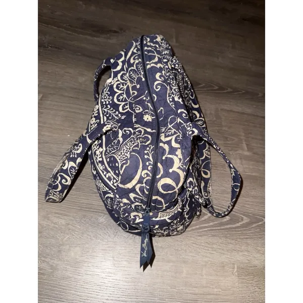 Vera Bradley Navy And White Floral Print Twirly Bird Pattern Zip Up Tote Bag - Image 14