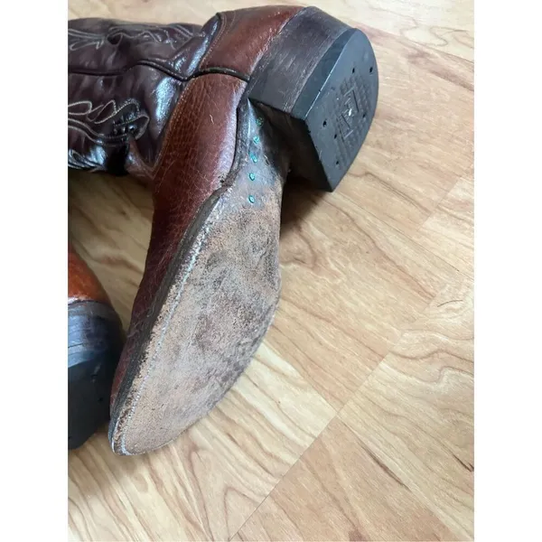 Tony Lama Pointed Toe Western Cowboy Boots Size 5.5 Brown Leather Rodeo - Image 4