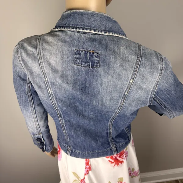 Abercrombie & Fitch Size Small‎ Blue Denim Jacket 3/4 Sleeves Button Up - Image 10