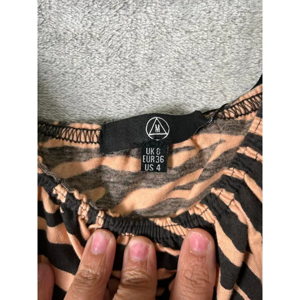 Missguided Frill Skater Dress‎ Off Shoulder Mini Ruffle Zebra Y2K Party 4 NEW - Image 7