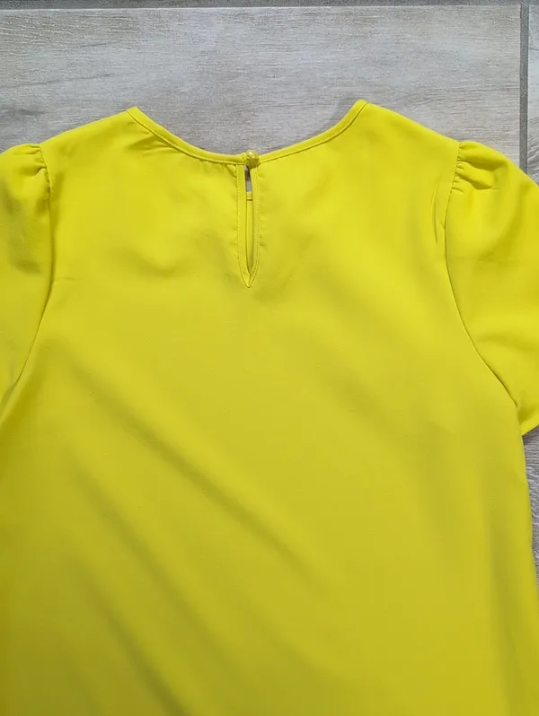 Yellow Petal Sleeve Ruffle Hem Dress Size Small | Ruffle Hem Short Sleeve Dress - Image 8