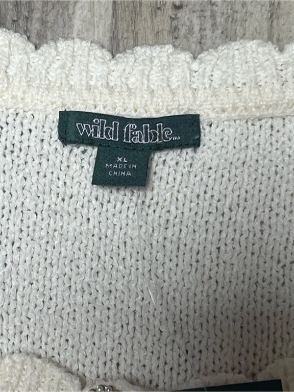 NWT Wild Fable Cream Heart Button Cable Knit Cardigan Size XL - Image 3