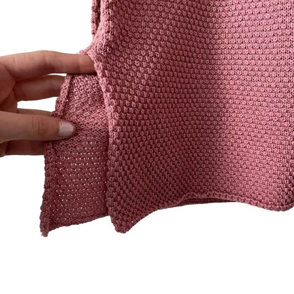 Pink waffle knit sweater buttons casual crewneck warm winter fall oversized - Image 6