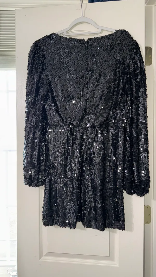 Black Sequin Longsleeve Mini Dress - Image 5
