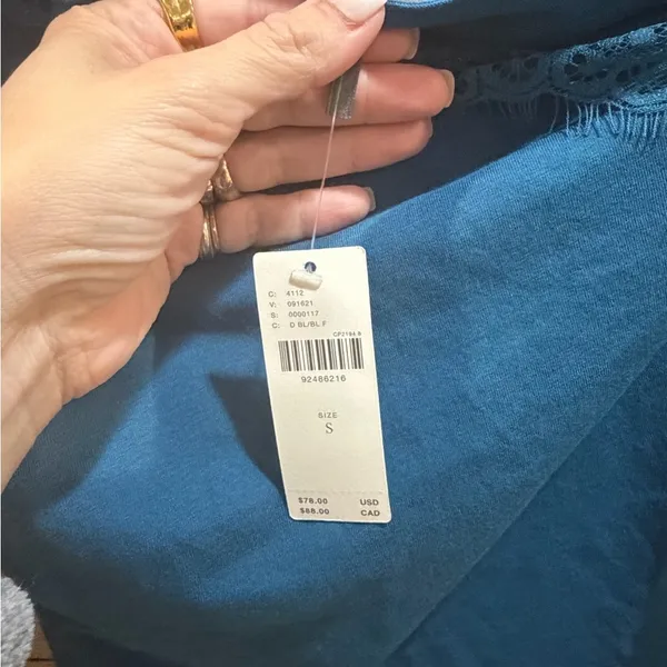 NWT By Anthropologie One-Shoulder Puff-Sleeve Top Teal Size Small - Image 3