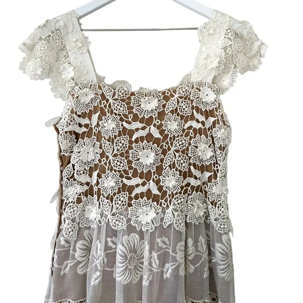 NWT Alberta Ferretti Floral Lace Embroidered Tulle Dress Size 2 - Image 2