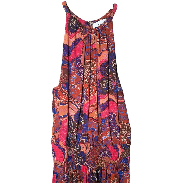 A.L.C. Cory Silk Sleeveless Mini‎ Dress High Neck Pink Cobalt Multi Size 6 - Image 3